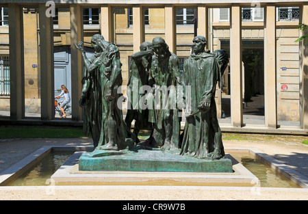 Die Bürger von Calais, Musee Rodin, Paris. Bronze-Skulptur von Auguste Rodin. Diese Version der Skulptur wurde im Jahr 1926 gegossen. Stockfoto