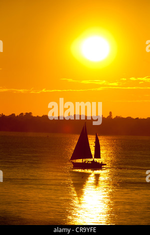 Yacht, Sonnenuntergang, Solent, Knurrhahn, Cowes, Isle Of Wight, England, UK, Stockfoto