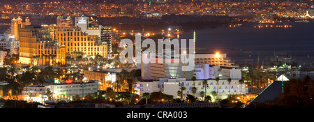 Die Hotel-Streifen in der Nacht, Eilat, Israel Stockfoto