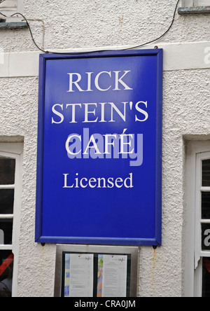 Das Schild am Rick Steins Café in Padstow, Cornwall, uk Stockfoto