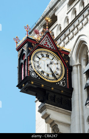 Die königlichen Gerichten Gerechtigkeit Clock, Strand, London England Stockfoto