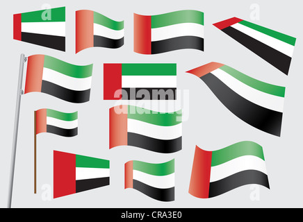 Satz von Flags der Vereinigten Arabischen Emirate-Illustration Stockfoto