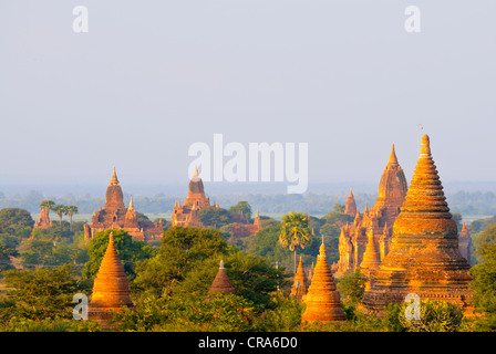 Blick auf den Pagoden und Tempel der alten zerstörten Bagan, Myanmar, Birma, Südostasien, Asien Stockfoto