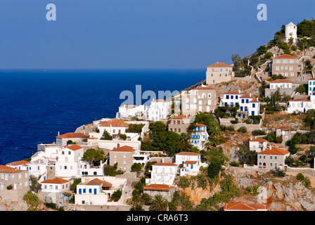 Blick auf die Stadt Hydra, Hydra Insel, Griechenland, Europa Stockfoto