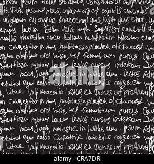 Abstrakte expressive Handschrift auf schwarzem Hintergrund. Nahtlose Muster Stockfoto