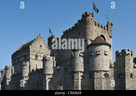 Het Gravensteen, des Grafenschlosses, im Zentrum von Gent, Flandern, Belgien, Europa Stockfoto