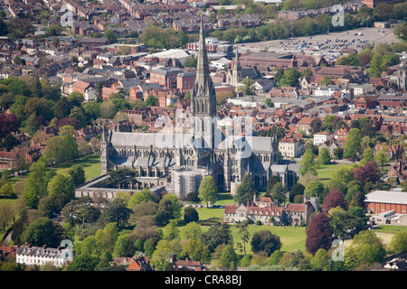 Salisbury Kathedrale England Luft Luft-Vogelperspektive Stockfoto