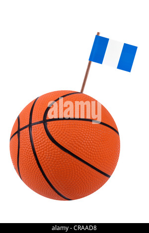 Volley-Ball mit einer kleinen Papier-Nationalflagge Stockfoto