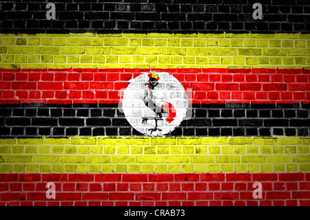 Ein Bild von der Uganda-Fahne gemalt auf eine Mauer in innerstädtischer Lage Stockfoto