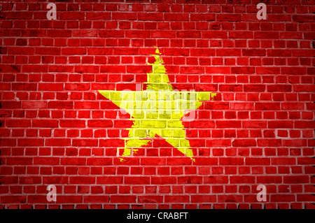 Ein Bild von der Vietnam-Flagge gemalt auf eine Mauer in innerstädtischer Lage Stockfoto