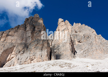 Drei Zinnen, Tre Cime di Lavaredo, Alta Pusteria, Dolomiten von Sexten, Italien, Europa Stockfoto