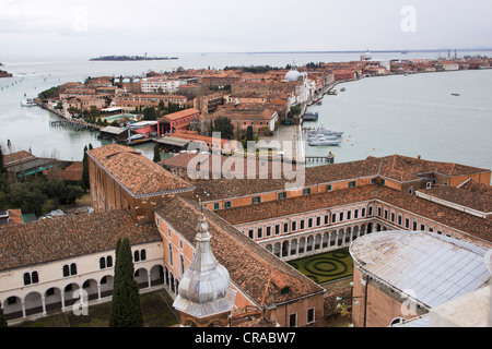 Blick über die Insel San Giorgio Maggiore vom Markusplatz Campanile, Venedig, Italien, Europa Stockfoto