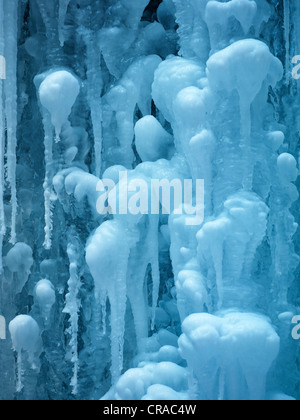 Eiszapfen im Eistobel Schlucht, Maierhoefen, Bayern, Deutschland, Europa Stockfoto