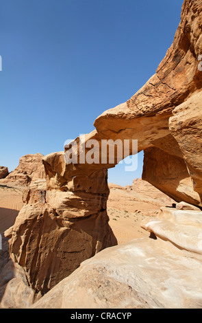 Rock-Brücke von Umm Fruth, Wüste, Wadi Rum, Haschemitischen Königreich Jordanien, Naher Osten, Asien Stockfoto