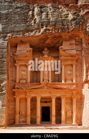Al Khazneh, Treasury, Petra, die Hauptstadt der Nabatäer, rock City, UNESCO-Weltkulturerbe Hertage, Wadi Musa Stockfoto
