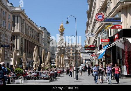 Dreifaltigkeitssäule, Fußgängerzone, Wien, Austria, Europe Stockfoto