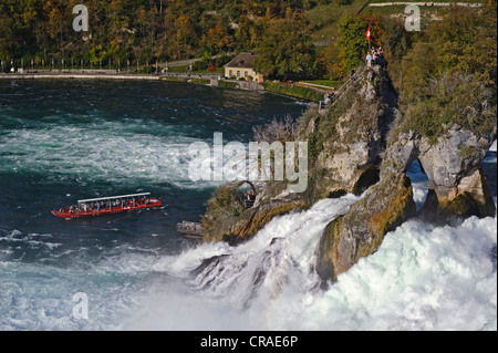 Ausflug zum Aussichtspunkt am Rheinfall bei Schaffhausen, Schweiz, Europa Stockfoto