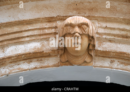 Frauenkopf mit einer Augenbinde Saura Palast, Ciutadella, Menorca, Balearen, Spanien, Europa Stockfoto