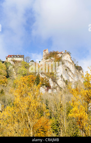Schloss Werenwag Schloss im herbstlichen oberen Donautal, Sigmaringen District, Baden-Württemberg, Deutschland, Europa Stockfoto