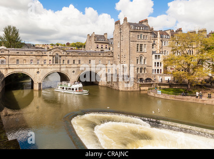 Pulteney Brücke über den Fluss Avon, Bath, North East Somerset, Stockfoto