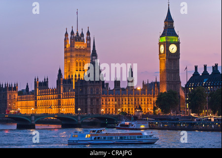 Themse, Big Ben, Houses of Parlament, Palace of Westminster, London, England, Vereinigtes Königreich, Europa Stockfoto