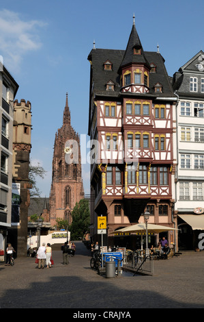 Ostzeile, Nicolaikirche, Ostseite der Altstadt Quadrat, Frankfurter Dom St. Bartholomäus Kathedrale, Frankfurt Am Main Stockfoto