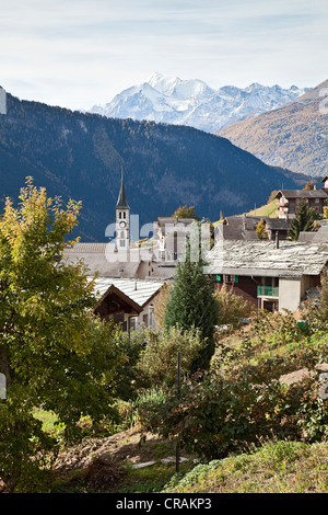 Safrandorf Mund, Dorf von Safran, in den Bergen des Kantons Wallis, Schweiz, Europa Stockfoto