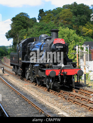 Der Klasse Ivatt 2Mt Dampflokomotive in Bewdley auf die Severn Valley Railway, Worcestershire, England, Europa Stockfoto