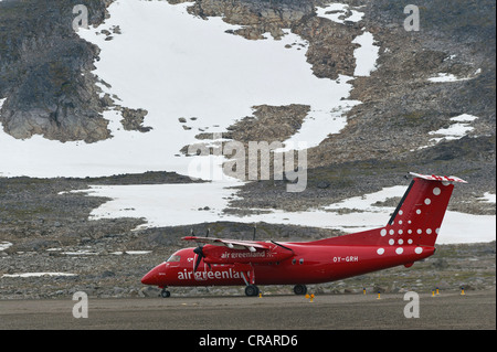 Flugzeug, Air Green Land Airline, Kulusuk Flughafen, Ostgrönland, Grönland Stockfoto