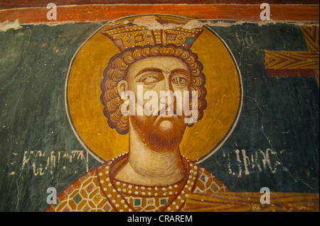 Byzantinische Fresken in einer lackierten roofed Scheune-griechisch-orthodoxe Kirche, UNESCO-Weltkulturerbe, Troodos-Gebirge, Zypern Stockfoto