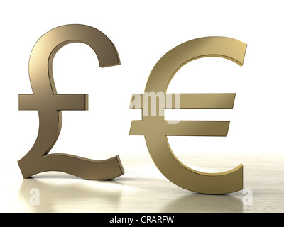Rautetaste und Euro Symbol aus Messing Stockfoto