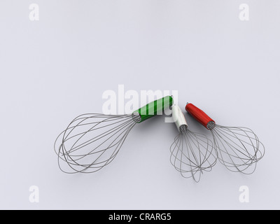 Drei entführt in den italienischen Nationalfarben, symbolische Bild für die italienische Küche Stockfoto