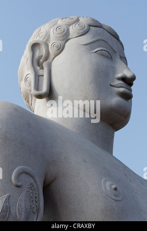 Statue von den Jain Heiliger Gomateshwara, Sravanabelagola, Hassan Bezirk, Karnataka, Indien, Indien, Südasien Stockfoto