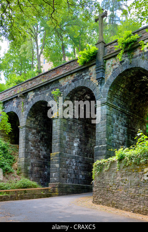 Alte Brücke zum Eingang von Schloss Stolzenfels Castle, Koblenz, UNESCO Welt Kulturerbe Oberes Mittelrheintal Stockfoto