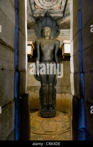 Statue von einem Jain Heiliger, Chandragiri-Hill, Sravanabelagola, Hassan District, Karnataka, Südindien, Indien, Asien Stockfoto