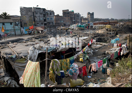 Slum-Viertel, Shibpur District, Howrah, Kalkutta, Westbengalen, Indien, Asien Stockfoto