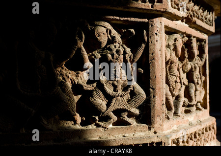 Details, Madan Mohan Terrakotta Tempel in Keshta Rai, Bishnupur, Bankura Bezirk, West Bengalen, Indien, Asien Stockfoto