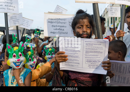 Demonstration gegen Kinderarbeit, Karur, Tamil Nadu, Indien, Asien Stockfoto