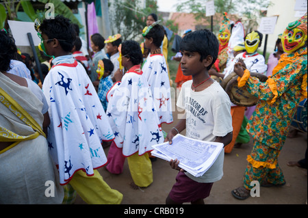 Demonstration gegen Kinderarbeit, Karur, Tamil Nadu, Indien, Asien Stockfoto