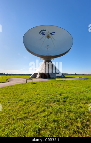 Sat-Schüssel, Raisting Satellite Earth Station, Boden station, Satelliten-Kommunikation, Oberbayern, Deutschland, Europa Stockfoto