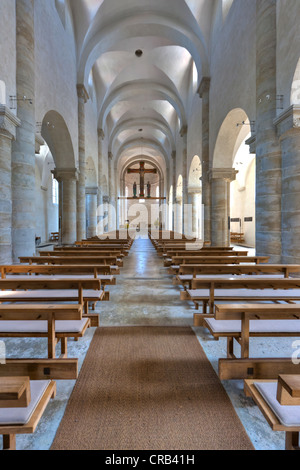 Innenansicht, Basilika St. Michael, 1180, späten Romanik Tuffstein Gebäude, Altenstadt, Bayern, Oberbayern Stockfoto