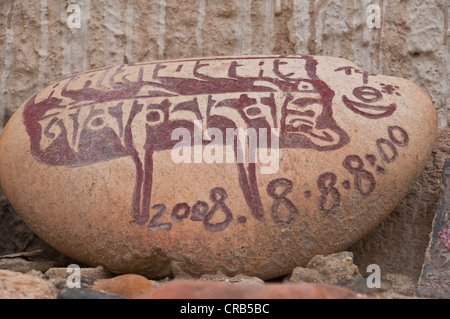 Gebet-Steinen in das alte Königreich Guge, West-Tibet, Tibet, Asien Stockfoto