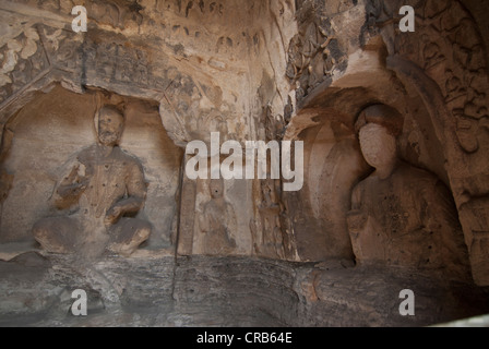 Yungang Grotten, frühen buddhistischen Höhlentempel, UNESCO-Weltkulturerbe, Shanxi, China, Asien Stockfoto