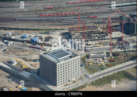 Luftaufnahme, Bibliothek 21, Bibliothek, auf dem Gelände von Stuttgart 21 Bau Projekt, A1-Website, Europaviertel Quartier, Stockfoto