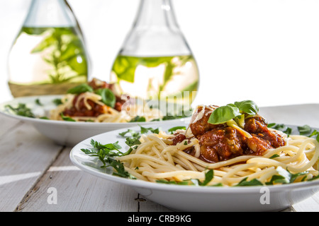 Nahaufnahme einer bestimmten Spaghetti auf dem Teller Stockfoto