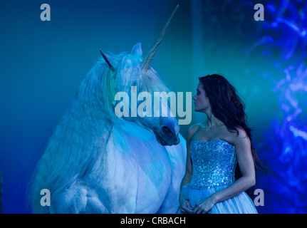 Als ein Einhorn, Magnifico, Pferdevorführung von André Heller, Weltpremiere am 08.02.2011, München, Bayern, Deutschland, Europa Stockfoto