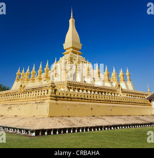 Pha, die Luang Stupa, Tempel, Wahrzeichen, Vientiane, Laos, Indochina, Asien Stockfoto