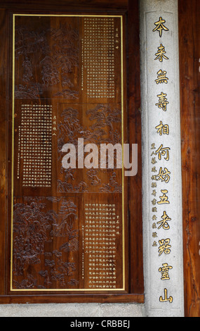 Chinesische Schriftzeichen, Nanputuo Tempel, Xiamen, auch bekannt als Amoy, Fujian Provinz, China, Asien Stockfoto