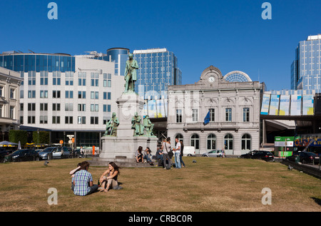 Das Denkmal von John Cockerill vor das Europäische Parlament, Eurocity, Brüssel, Belgien, Europa, PublicGround Stockfoto