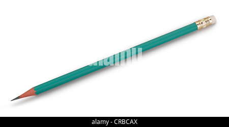 scharfe gelbe Bleistift mit Radiergummi isoliert auf weißem Hintergrund (Clipping-Pfad) Stockfoto